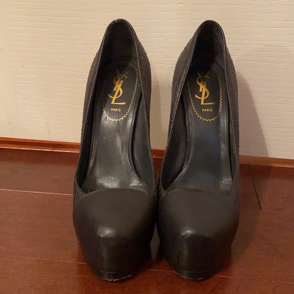 Stunning YSL Tribute pumps, limited edition style in grey leather w/ embroidery - Picture 2 of 11